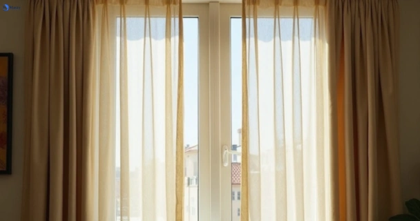 Dusty and dull curtains in palm-beach before steam cleaning